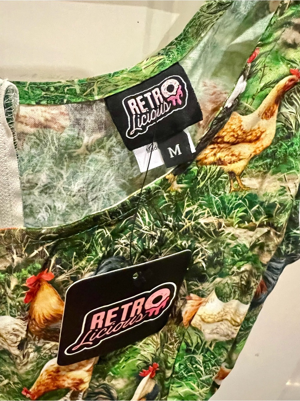 Retrolicious Green Chicken Print Dress